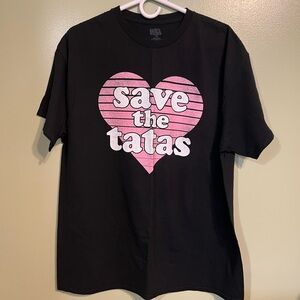 Save the Tatas Pink Heart Graphic Tee - Black